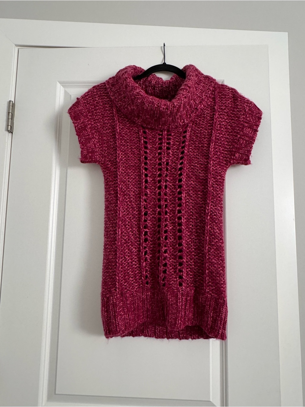 Mudd Magenta Short-Sleeve Cowl Neck Sweater